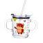 Measuring two handles glass mug with custom printing