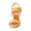 2020 women beautiful color and design block high heels open toe ankle strap leather ladies sandals shoes