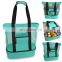 Customized Outdoor Travel Beach Picnic Lunch Tote Bags Portable Foldable Handbags Mesh Beach Cooler Bag For Lunch Food Drinking
