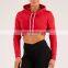 wholesale gym workout custom logo printed ladies crop top pullover cotton ladies plain hooded sweatshirts hoodies for women