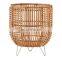 Eco Friendly Woven Rattan Plant Stand With Metal Leg Plant Holder Unique Wicker Flower Pot Holder Basket Wholesale