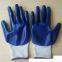 Blue nitrile coated gloves work glove nylon nitrile dipped labor gloves