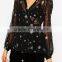 Latest Design High Quality Chiffon Star Print Blouse for Ladies