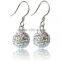 Sparkle CZ Crystal Ball 925 Silver Shamballa Hook Earring for Wedding Party