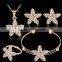 Fashion Amazing Shining Star Gold Plated Rhinestone Necklace Stud Earring Bracelet Ring Set for Women Wedding Jewelry Set