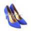 OLZ3 Wholesale Blue Suede Pointed Toe High Heel Rubber Sole Women Dress Pump Shoes