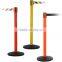Factory queue system pole retractable stanchion with belt Rubber safety barrier
