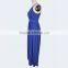 Exquisite royal blue chiffon with beaded big size womens wholesale clothing wedding dress ball gown best lady prom evening gown