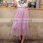 Summer Women's Net Yarn Casual Long Skirt Candy Color Solid Maxi Skirt