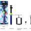Extendable handheld monopod tripod, custom wired selfie stick with 3.5mm cable port