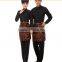 women's cotton polyester restaurant waitress long sleeve black work shirt uniform sets