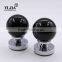Jet Black Polished Chrome Base Round Glass Disk Knob Crystal Door Handles