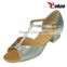 low heel modern dance shoes for girls pu with diamond material outsole with genuine leather