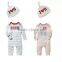new arrival babys brand clothing cotton prited striped children clothes 2pcs romper + hat kids lovely patchwork suit