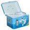 Tinplate money box with handle and lock/carton design/square shape