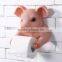 Resin pink pig bust funny animal toilet paper holder