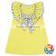 wholesale summer fashion grey stripe ruffle neck sleeveless cotton yellow kids girls dress