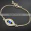 rhinestone paved hamsa hand fatima hand evil eye charm bracelet high quality goldfill chain bracelet