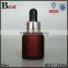  china cosmetic essential oil fragrance perfume dark red frosted 30ml glass bottle with black plastic dropper