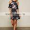 Adorable Off Shoulder Dress For Ladies Night Out Polyester Spandex Blend Black Floral Cold Shoulder Dress