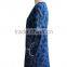 Butterfly Printed Chambray Denim short sleeve Round Collar Tunic Dress with Front and Side Pocket