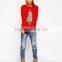 Merry Christmas Ladies Knitwear Crew Neck Cotton Sweater Red In Stock Women Clothings