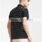 Black polka dot printed pocket man's polo t shirt