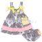 New fashion gray pink deer dress and diaper cover wholesale children's boutique clothing baby girl summer outfits