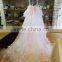 Princess Wedding Dress ball gown Royal Length Train Bateau Lace Organza Tulle with Flower Lace bridal gown P099