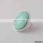 large natural oval stone silver ring