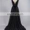 2017 Sexy ZZ-E004 Sleeveless Thin Chiffon Ruffle Black Long Evening Dress