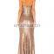Backless Sequin Cocktail Dress Long With Front Slit