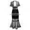 Long merdaid skirt hollow out and tube top inside mesh dress