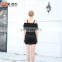 Party wear clothing black sexy spaghetti strap girls dress Off shoulder evening dress