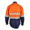 Wholesale high visibility cotton men's long sleeve work shirt with reflective strips