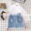 2PCS Infant Kids Baby Girls Clothes Flowers T-shirt +Denim Skirts Outfits Set