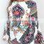 Wholesale women fully print long sleeve crew neck lace up shirt blouses and tops lady