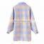 Women Casual Plaid Fashion Office Ladies Causal Long Overcoat Outerwear Coat