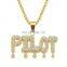 Custom Brass Hip Hop Cubic Zircon Letters Cursive Initial Pendant Necklaces For Women Iced Out Alphabet Letter Necklace Chain