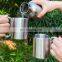 Outdoor Metal Adjust Handle Custom Stainless Steel Mug Sublimation Camp Coffee Cup Camping