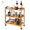 Food Cart Bamboo Dining Trolley 3/4 Layer Dining Rolling Cart Small Living Room Side Cabinet Beauty Salon Trolley Kitchen Serving Cart