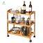 Food Cart Bamboo Dining Trolley 3/4 Layer Dining Rolling Cart Small Living Room Side Cabinet Beauty Salon Trolley Kitchen Serving Cart