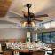 Electric Fans Manufacturer OEM Vintage Decorative Lighting Remote Control 48 Inch Ceiling Fan With E27 Pendant Light