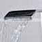 Deck Mount One Single Handle Square Bath Mixer Taps Widespread Waterfall Bathroom Sink Faucet Chrome