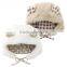 japanese wholesale unisex cute babies hat animal ear high quality check dot pattern lining and strap infant wear child clothes