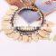Wholesale fashion jewelry Exaggerated costly golden leaf more cotton rope woven crystal necklace