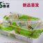 1200ml Big volume eco-friendly thickness embossing disposable 3 compartment plastic bento box/lunch box/food container