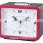 Blue or Red Bell Beep Square Quartz Analog Alarm Clock for Elderly