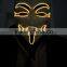 Halloween EL wire lighting party mask V for Vendetta Mask