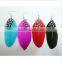Wholesale Cheap Long Chain Feather Earrings With Gold Beads